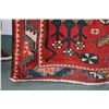 Image 2 : 100% handmade Iranian Hamaden carpet runner with overall geometric stylized florals, red background 