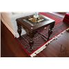 Image 2 : Wrought iron square coffee table and two matching end tables, each with wrapped leather and beveled 