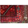 Image 2 : 100% handmade Iranian Lori carpet with triple medallions, deep red background and unusual purple bor