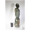 Image 1 : Inuit soapstone carving of a male figure signed by artist Vito Charera, 26" in height, note: repair 