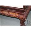 Image 8 : Antique Chinese opium bed with carved figural and floral panels, upholstered seat and pillow back, n