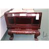 Image 9 : Antique Chinese opium bed with carved figural and floral panels, upholstered seat and pillow back, n