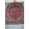 Image 1 : Large 100% handmade Iranian wool area carpet with cranberry background, center medallion, multiple b