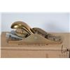 Image 2 : Lie-Nielsen Toolworks Inc. brass block plane with original box and a pair of 12" brass bar clamps an