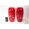 Image 1 : Pair of cherry blossom motif ruby flash vases, each 14 1/2" in height