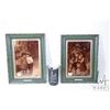 Image 1 : Pair of antique Victorian Crystoleum glass prints including "Brooding Mischief" and " Babes in the W