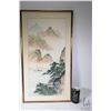Image 1 : Oriental watercolour landscape painting, signed by artist, 26" X 12 1/2"