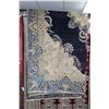 Image 1 : 100% Iranian made area carpet with center medallion, deep blue background with highlights of copper,