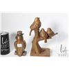 Image 2 : Copper statue of a bird family 9" in height and a copper owl "gentleman"