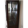 Image 2 : Antique quarter cut oak display cabinet with single drawer and two glazed door section, note: crack 