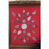 Image 2 : Shadow box framed collection of Avonlea arrow heads and collectible Canadian coins plus a pair of be