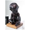 Image 2 : Austin plaster statue of an infant on wooden plinth, 13" in height