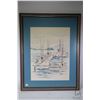 Image 1 : Framed watercolour painting labeled on verso "Tillicum Bay Marina 1977" by artist Melvin Kero, 23" X