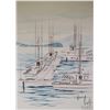 Image 2 : Framed watercolour painting labeled on verso "Tillicum Bay Marina 1977" by artist Melvin Kero, 23" X
