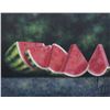 Image 2 : Framed hand painted still-life watermelon painting no artist signature seen, 16" X 20"