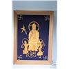 Image 1 : Vintage framed wood carved alter artwork of Quan Yin with divinity symbols 29" X 21" outside dimensi