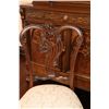 Image 2 : Two antique side chairs with delicate carved and fretwork backs, each with opposing designs and whit