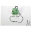 Image 1 : Spinach green jadeite "Divine Spirit" pendant on white metal belcher chain