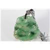Image 2 : Spinach green jadeite "Divine Spirit" pendant on white metal belcher chain