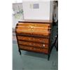 Image 1 : Vintage Scandinavian marquetry cylinder desk with pull out writing surface and fitted interior, 36" 