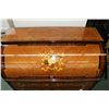 Image 2 : Vintage Scandinavian marquetry cylinder desk with pull out writing surface and fitted interior, 36" 