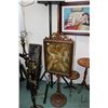 Image 1 : Antique mahogany pole fire screen with parrot motif needlework panel