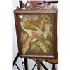 Image 2 : Antique mahogany pole fire screen with parrot motif needlework panel