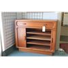 Image 2 : Mid century modern teak console with single drawer and two sliding rolling doors, approximately 36" 
