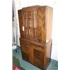 Image 1 : Art Deco matched grain walnut china cabinet with original pulls and finish, 68" in height and 38" wi