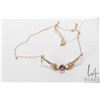 Image 1 : 14kt yellow gold, seed pearl and amethyst gemstone wing motif pendant on delicate 14kt gold neck cha