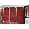 Image 1 : Three handmade Iranian scatter rugs all with red backgrounds and geometric designs, 20" X 39", 22" X