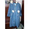 Image 1 : Woman's blue northern parka ( St. Lunaire, NFLD) with attached lining and artic fox hood and embroid