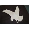 Image 2 : Inuit wall wool felt applique wall hanging with hand embroidered borders of a hawk and initialed by 