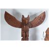 Image 2 : Two carved cedar totem poles including a 16" and a 10"