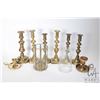 Image 1 : Nine assorted antique brass candlesticks some with pushers