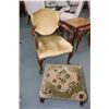 Image 1 : Mid 20th century open arm parlour chair and low foot stool both with cabriole feet