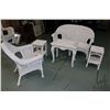 Image 1 : Five piece wicker furniture set including settee, armchair and three side tables