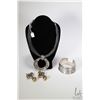 Image 1 : Vintage Bat Ami sterling silver pendant, a pair of Bat Ami sterling silver earrings and a 1 3/4" ste