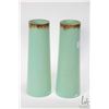Image 2 : Pair of 10" antique green Bristol glass vase with hand painted flowers