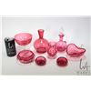 Image 1 : Selection of antique Victorian cranberry glass including small cruet with hollow stopper, cranberry 