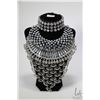 Image 1 : Impressive costume jewellery necklace set with large diamond like rhinestones and silver beads, plus