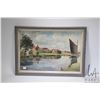 Image 1 : Framed original English watercolour painting of a serene canal scene signed by artist (Charles) Hann