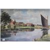 Image 2 : Framed original English watercolour painting of a serene canal scene signed by artist (Charles) Hann