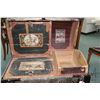 Image 2 : Antique dome top steamer trunk with oak and metal binding, fitted lid and removable fitted tray. Mos