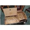 Image 3 : Antique dome top steamer trunk with oak and metal binding, fitted lid and removable fitted tray. Mos