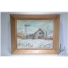 Image 1 : Two framed oil on board paintings including a wintry homestead and a snow covered barn and both sign
