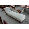 Image 1 : Victorian chaise lounge with mahogany show wood including carved scroll turned supports, original ca