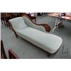 Image 1 : Victorian chaise lounge with mahogany show wood including carved scroll turned supports, original ca