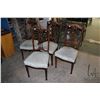 Image 1 : Set of four antique side chairs with fretwork and carved back and upholstered in sculpted striped ve