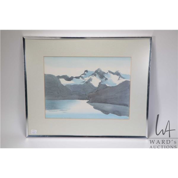 Framed lithograph print titled "Mount Cheam over Harrison Lake, April 24, 1977" and signed by artist